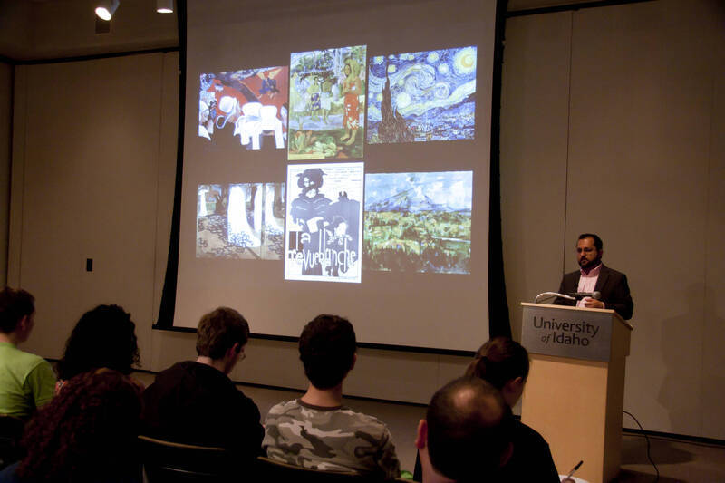 Photograph  2 of Marco Deyasi's Colloquium Talk 'Community Without Borders: Symbolism, Theosophy, and Anti-Colonialism in France, 1880-1910.' Marco Deyasi is Assistant Professor of Art and Design. Pictured: Marco Deyasi.