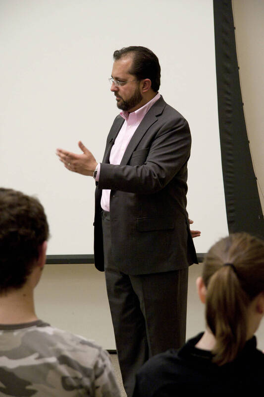 Photograph  12 of Marco Deyasi's Colloquium Talk 'Community Without Borders: Symbolism, Theosophy, and Anti-Colonialism in France, 1880-1910.' Marco Deyasi is Assistant Professor of Art and Design. Pictured: Marco Deyasi.