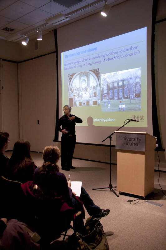 Photograph  9 of James Foster's Colloquium Talk 'Why the classics matter: ancient Greece and the modern university.' James Foster is Professor of Biology and Computer Science. Pictured: James Foster.