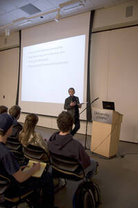 Photograph  2 of John Mihelich's Colloquium Talk 'Is Good Enough, Good Enough? Cultural Imagination and Human Capacities for Self, Other and Community.' John Mihelich is Chair and Associate Professor of Anthropology and Sociology. Pictured: John Mihelich.