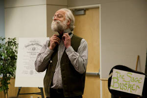Photograph  12 of Dan Edwards's Colloquium Talk 'The Unique vs. The Universal: the Final Round.' Dan Edwards is Associate Professor of Physical Chemistry. Pictured: Dan Edwards.