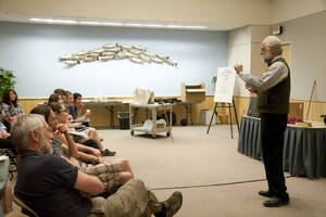 Photograph  13 of Dan Edwards's Colloquium Talk 'The Unique vs. The Universal: the Final Round.' Dan Edwards is Associate Professor of Physical Chemistry. Pictured: Dan Edwards.