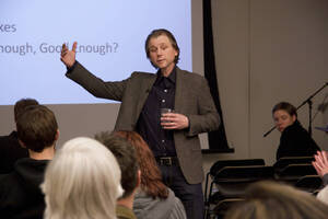 Photograph  13 of John Mihelich's Colloquium Talk 'Is Good Enough, Good Enough? Cultural Imagination and Human Capacities for Self, Other and Community.' John Mihelich is Chair and Associate Professor of Anthropology and Sociology. Pictured: John Mihelich.