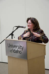 Photograph  11 of Carmen Suarez's Colloquium Talk 'Un Testimonio:  Quien Soy Yo?  Who Am I? - A Chicago-born Latina's Path to Ethnic Identity and Activism.' Carmen Suarez is Director, Office of Human Rights, Access and Inclusion. Pictured: Carmen Suarez.