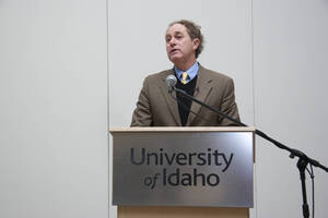 Photograph  3 of David Adler's Colloquium Talk 'Governing in an Era of Crisis: The Rule of Law and Emergency Powers.' David Adler is James A. McClure Professor and Director, McClure Center for Public Policy Research. Pictured: David Adler.