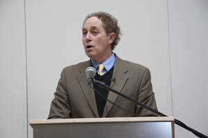 Photograph  4 of David Adler's Colloquium Talk 'Governing in an Era of Crisis: The Rule of Law and Emergency Powers.' David Adler is James A. McClure Professor and Director, McClure Center for Public Policy Research. Pictured: David Adler.