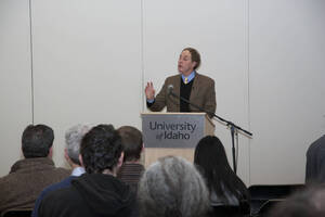 Photograph  7 of David Adler's Colloquium Talk 'Governing in an Era of Crisis: The Rule of Law and Emergency Powers.' David Adler is James A. McClure Professor and Director, McClure Center for Public Policy Research. Pictured: David Adler.