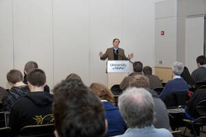 Photograph  8 of David Adler's Colloquium Talk 'Governing in an Era of Crisis: The Rule of Law and Emergency Powers.' David Adler is James A. McClure Professor and Director, McClure Center for Public Policy Research. Pictured: David Adler.
