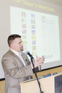 Photograph  3 of Bill Smith's Colloquium Talk 'The International Community Looks for...Community?.' Bill Smith is Director, Martin Institute and International Studies. Pictured: Bill Smith.