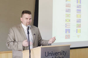 Photograph  5 of Bill Smith's Colloquium Talk 'The International Community Looks for...Community?.' Bill Smith is Director, Martin Institute and International Studies. Pictured: Bill Smith.