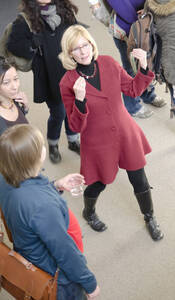 Photograph  13 of Sally Graves Machlis and Delphine Keim-Campbell's Colloquium Talk and Gallery Exhibition 'Road Stories.'  Sally Graves Machlis is Chair and Professor of Art and Design. Dephine Keim-Campbell is Associate Professor of Art and Design. Pictured: Sally Graves Machlis.