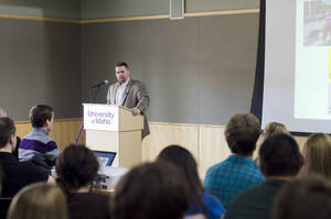 Photograph  9 of Bill Smith's Colloquium Talk 'The International Community Looks for...Community?.' Bill Smith is Director, Martin Institute and International Studies. Pictured: Bill Smith.