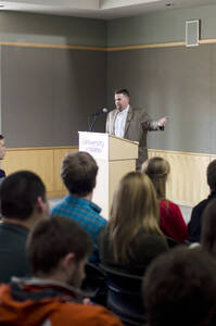 Photograph  10 of Bill Smith's Colloquium Talk 'The International Community Looks for...Community?.' Bill Smith is Director, Martin Institute and International Studies. Pictured: Bill Smith.