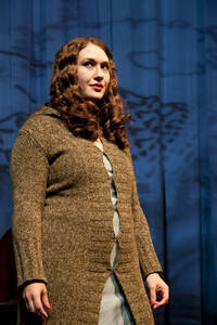 Photograph  2 of Robert Caisley and Lauren 'Lojo' Simon's Performance 'Adoration of Dora: a Play with Text and Images.' Robert Caisley, Associate Professor of Theatre Arts and Head of Dramatic Writing, directed the play. Lauren 'Lojo' Simon, MFA graduate student, wrote the play. Pictured: Cast members perform at dress rehearsal, University of Idaho Hartung Theater.