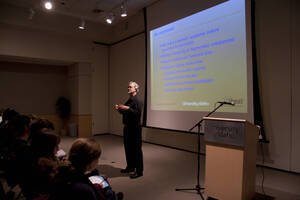 Photograph  3 of James Foster's Colloquium Talk 'Why the classics matter: ancient Greece and the modern university.' James Foster is Professor of Biology and Computer Science. Pictured: James Foster.