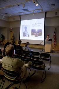 Photograph  8 of Nancy Chaney's Colloquium Talk 'Adventures of time and space travel aboard an amazing machine: The wheel as political metaphor..' Nancy Chaney is an alumnus of University of Idaho and Mayor of Moscow. Pictured: Nancy Chaney.
