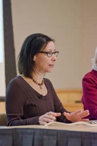Photograph  7 of Sally Graves Machlis and Delphine Keim-Campbell's Colloquium Talk and Gallery Exhibition 'Road Stories.'  Sally Graves Machlis is Chair and Professor of Art and Design. Dephine Keim-Campbell is Associate Professor of Art and Design. Pictured: Delphine Keim-Campbell.