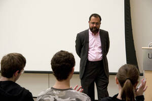 Photograph  13 of Marco Deyasi's Colloquium Talk 'Community Without Borders: Symbolism, Theosophy, and Anti-Colonialism in France, 1880-1910.' Marco Deyasi is Assistant Professor of Art and Design. Pictured: Marco Deyasi.