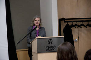 Photograph  2 of Heather Gasser's Colloquium Talk 'Social Justice and Feminist Leadership: Sharing the Unique Perspectives and Universal Concepts.' Heather Gasser is Director, UI Women's Center. Pictured: Heather Gasser.