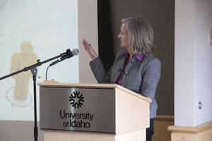 Photograph  9 of Heather Gasser's Colloquium Talk 'Social Justice and Feminist Leadership: Sharing the Unique Perspectives and Universal Concepts.' Heather Gasser is Director, UI Women's Center. Pictured: Heather Gasser.