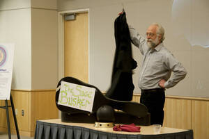 Photograph  6 of Dan Edwards's Colloquium Talk 'The Unique vs. The Universal: the Final Round.' Dan Edwards is Associate Professor of Physical Chemistry. Pictured: Dan Edwards.