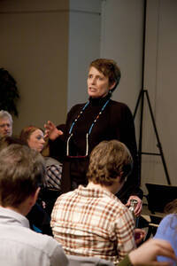 Photograph  11 of Janis Johnson's Colloquium Talk 'This Is the Sound of Survivance: Nez Perce Indians Playing Jazz.' Janis Johnson is Assistant Professor English. Pictured: Janis Johnson.