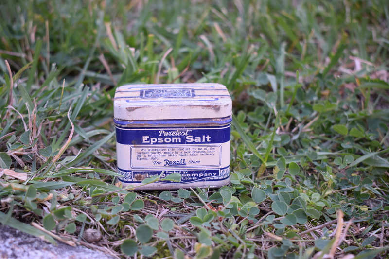 This is a tin epsom salt box full of matches that belonged to W.H. Bolles.