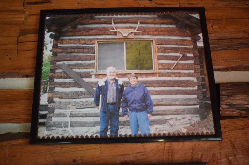 After a trip to Taylor, Bill Wallace and Mary Acker contributed funds to help restore the original Lewis Cabin.