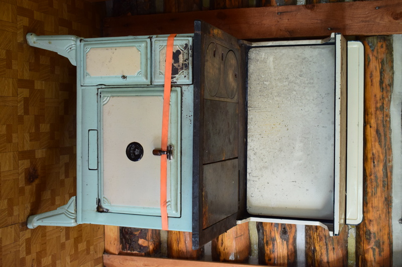 Antique ATC Green Enamel Cast Iron Stove