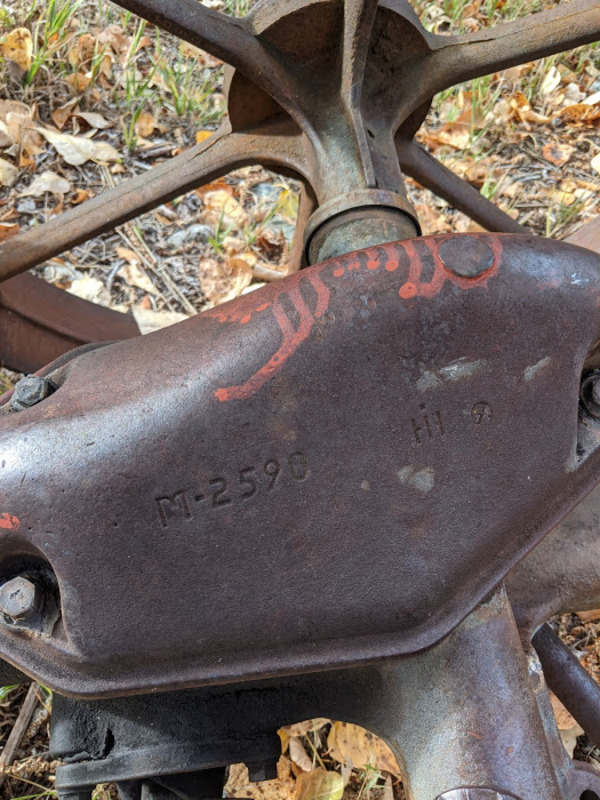 International Harvester Co. (IHC) Mower Serial Number. This was the last model of horse drawn sickle mowers made by International.