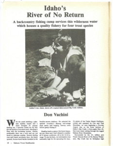 This article highlights a backcountry fishing camp in Idaho's River of No Return wilderness, home to a quality fishery supporting four species of trout.