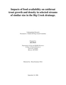 This research examines the variability in fish population dynamics under natural conditions in Idaho's Frank Church River of No Return Wilderness, focusing on diet content, fish size, and the role of terrestrial insects in westslope cutthroat trout diets.