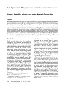 Bighorn Sheep Diet Selection and Forage Quality in Central Idaho