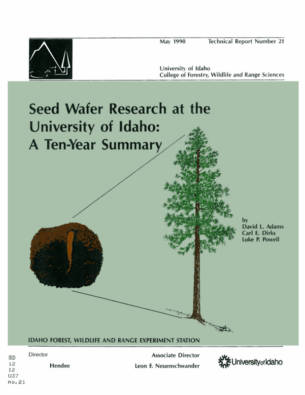 Summary of research regarding encapsulation of conifer seed at the University of Idaho as an alternate to direct seeding and planting of seedlings, specifically using "seed wafers."
