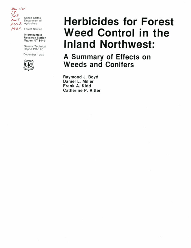 Summary of the effects different herbicides on conifers and weeds in the Inland Northwest.