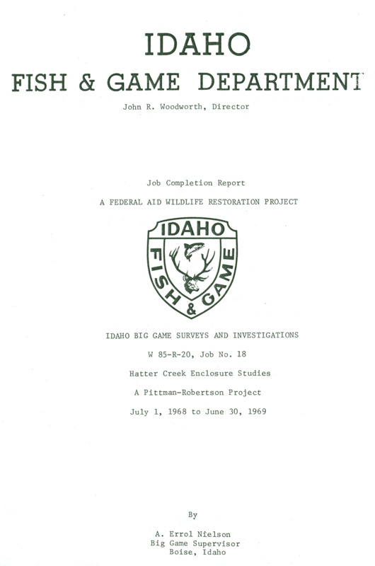 Job Completion Report, Hatter Creek Enclosure Studies