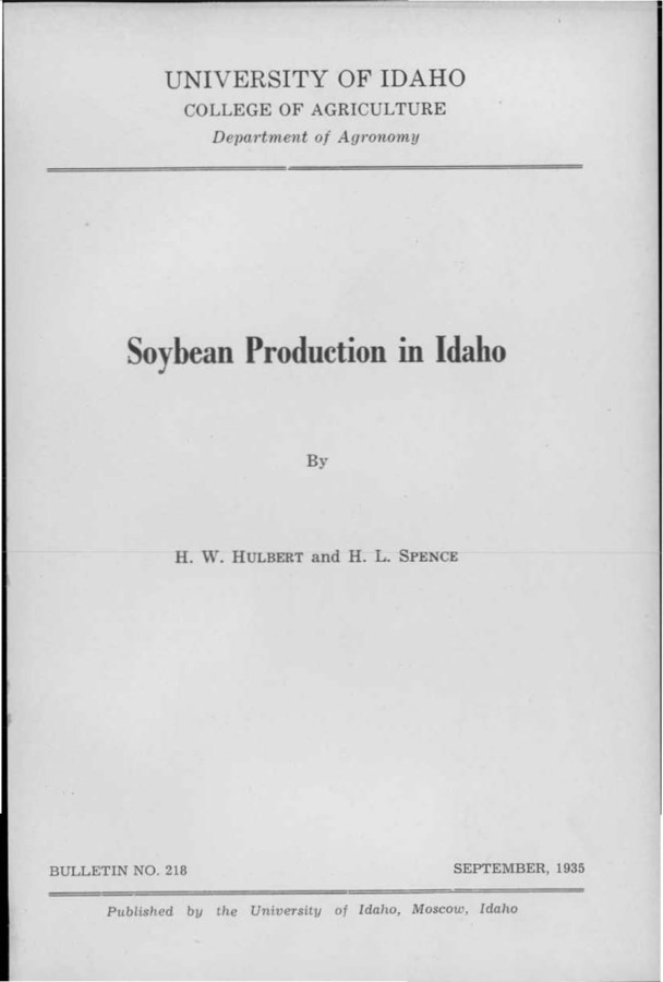 Idaho Agricultural Experiment Station,  Bulletin No. 218, 1935