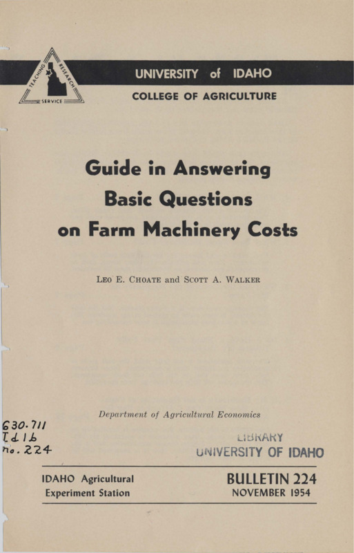 20 p.,  Idaho Agricultural Experiment Station, Bulletin 224, November 1954.