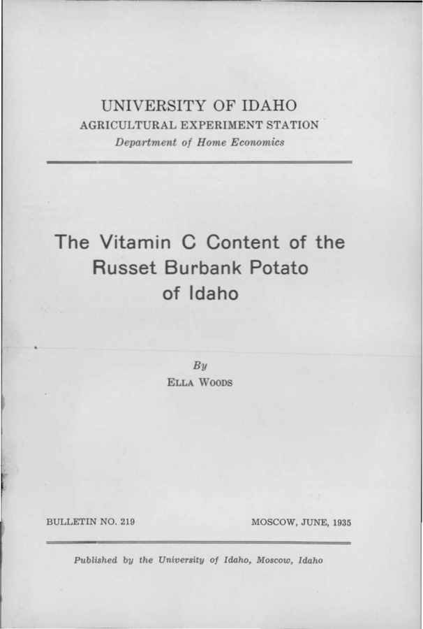 Idaho Agricultural Experiment Station,  Bulletin No. 219, 1935