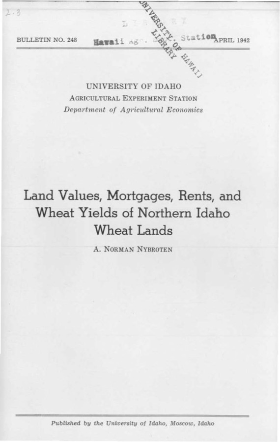 Idaho Agricultural Experiment Station,  Bulletin No. 248, 1942