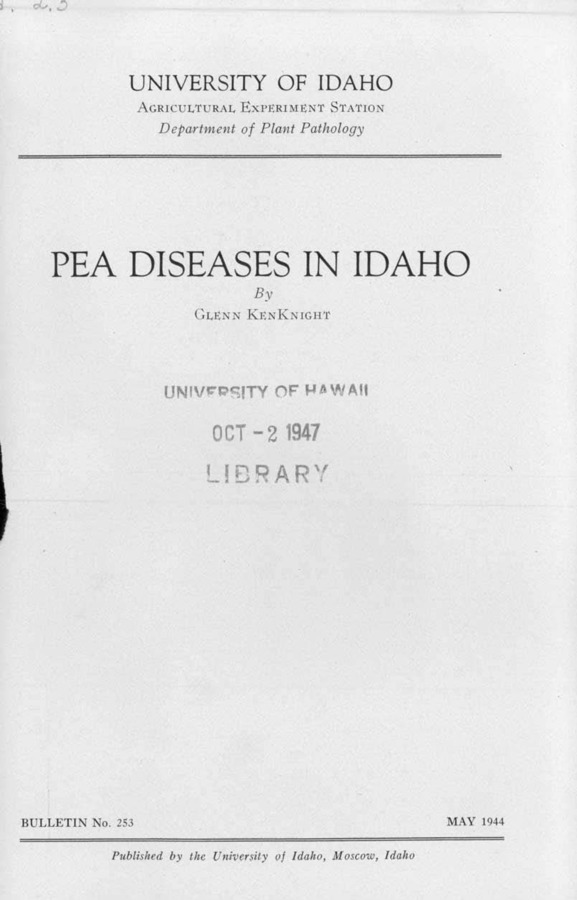 Idaho Agricultural Experiment Station,  Bulletin No. 253, 1944