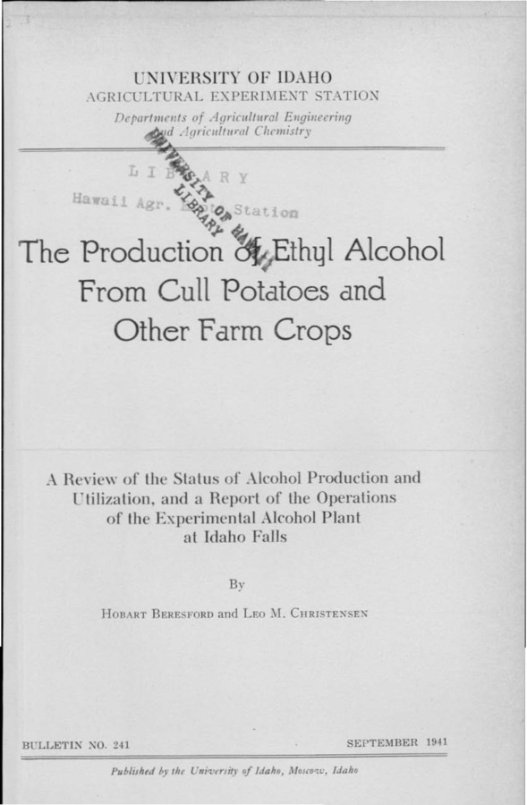 Idaho Agricultural Experiment Station,  Bulletin No. 241, 1941