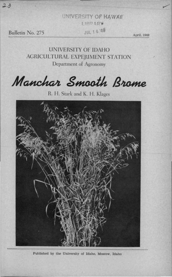 Idaho Agricultural Experiment Station,  Bulletin No. 275, 1949
