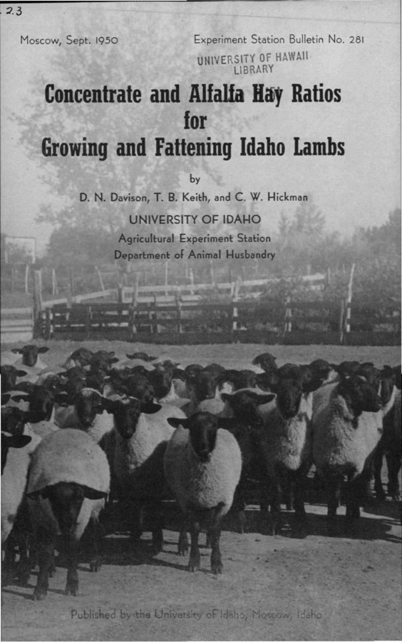 Idaho Agricultural Experiment Station,  Bulletin No. 281, 1950