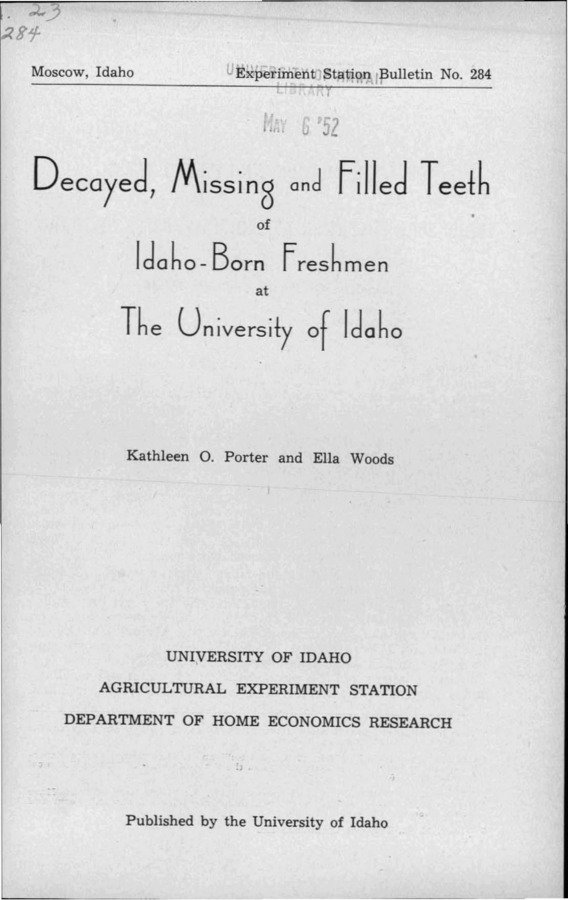 Idaho Agricultural Experiment Station,  Bulletin No. 284, 1951
