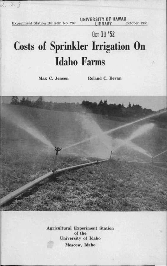 Idaho Agricultural Experiment Station,  Bulletin No. 287, 1951