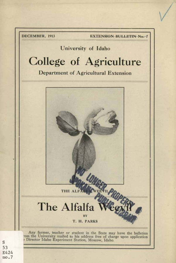 University of Idaho, College of Agriculture, Extension Division, Extension bulletin No. 007, 1913.