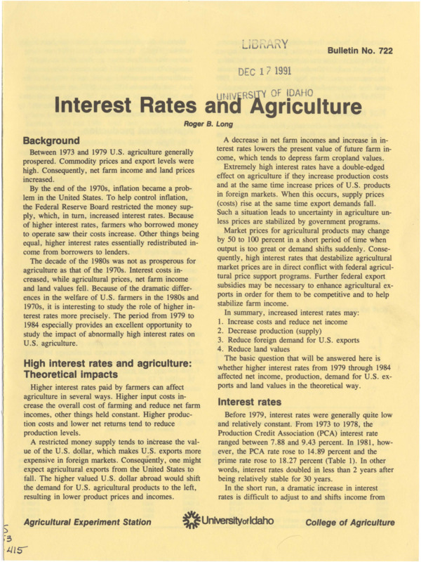 4 p., Agricultural Experiment Station, Bulletin No. 722, June 1991.