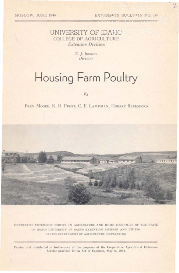 University of Idaho, College of Agriculture, Extension Division, Extension bulletin No. 147, 1944.