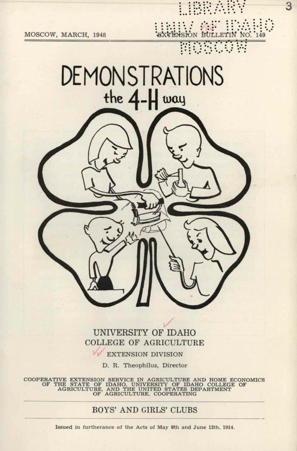University of Idaho, College of Agriculture, Extension Division, Extension bulletin No. 149, 1948.